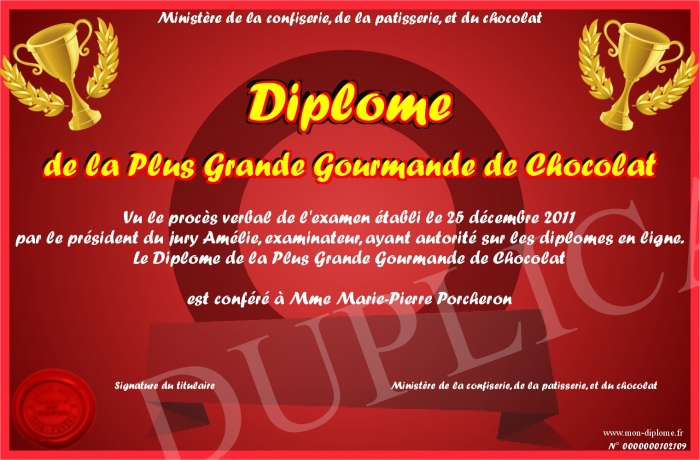 diplome en chocolat